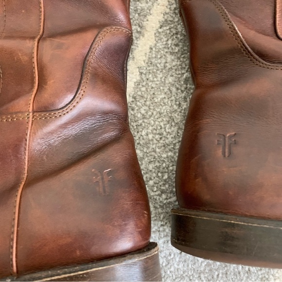 Classic Frye Cognac Paige Tall Leather Riding Boots - Picture 6 of 9